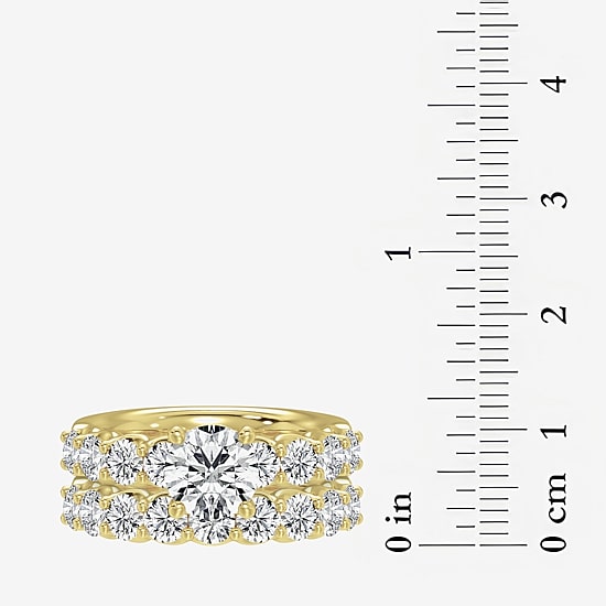 Signature By Modern Bride (F / Vs2) Womens 5 3/4 CT. T.W. Lab Grown White Diamond 10K Gold Round Side Stone Bridal Set