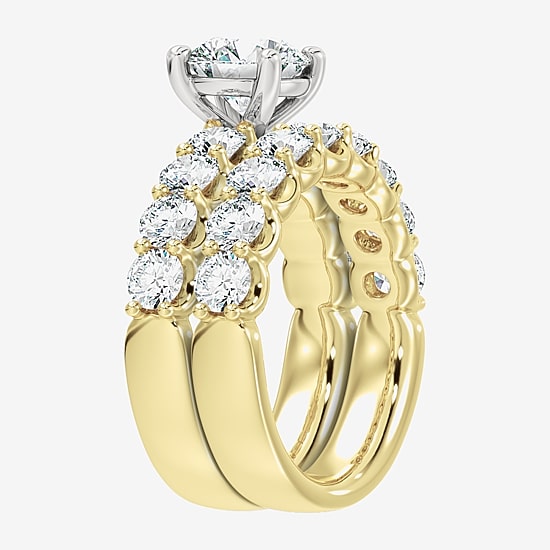 Signature By Modern Bride (F / Vs2) Womens 5 3/4 CT. T.W. Lab Grown White Diamond 10K Gold Round Side Stone Bridal Set