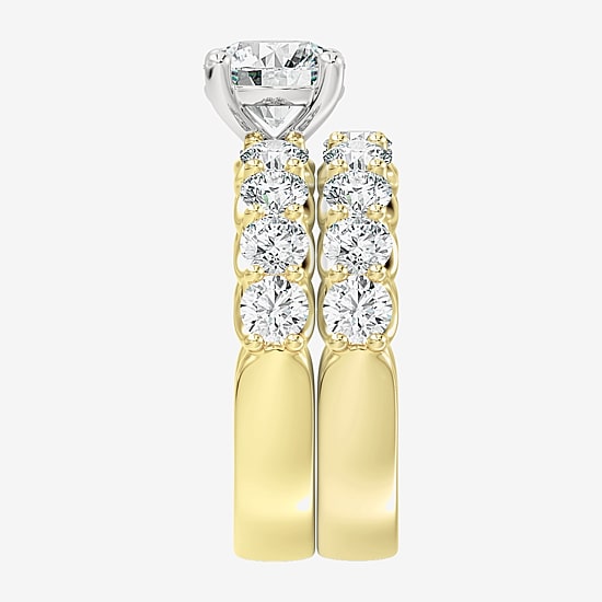 Signature By Modern Bride (F / Vs2) Womens 5 3/4 CT. T.W. Lab Grown White Diamond 10K Gold Round Side Stone Bridal Set
