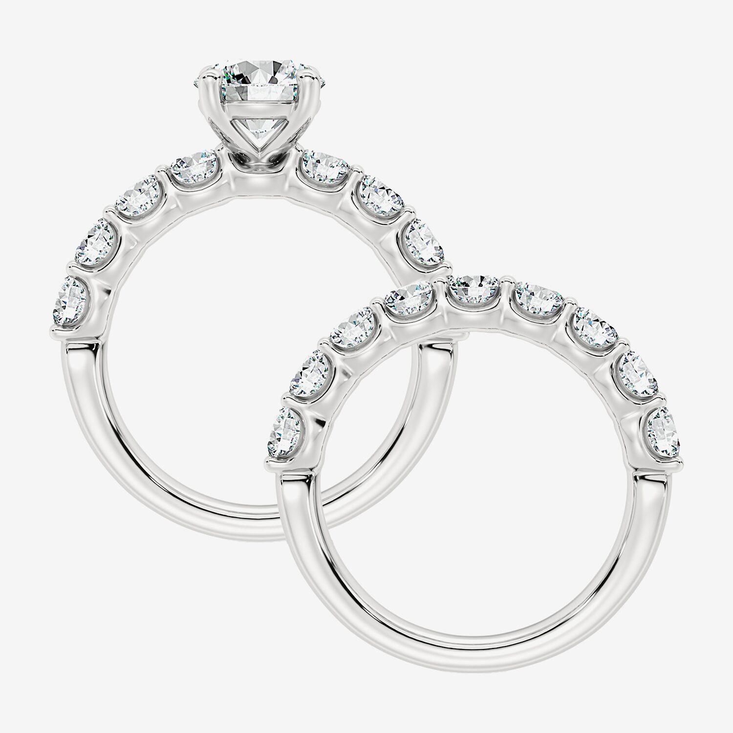 Signature By Modern Bride (F / Vs2) Womens 5 / CT. T.W. Lab Grown White Diamond 10K Gold Round Side Stone Bridal Set