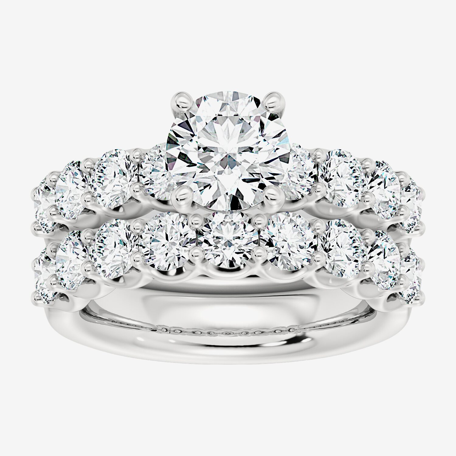 Signature By Modern Bride (F / Vs2) Womens 5 / CT. T.W. Lab Grown White Diamond 10K Gold Round Side Stone Bridal Set