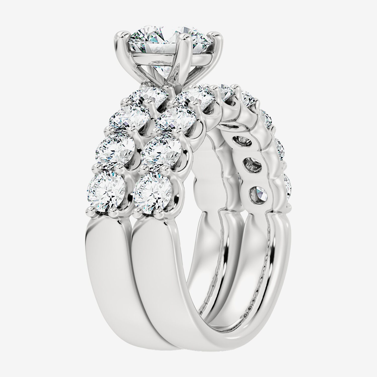 Signature By Modern Bride (F / Vs2) Womens 5 / CT. T.W. Lab Grown White Diamond 10K Gold Round Side Stone Bridal Set