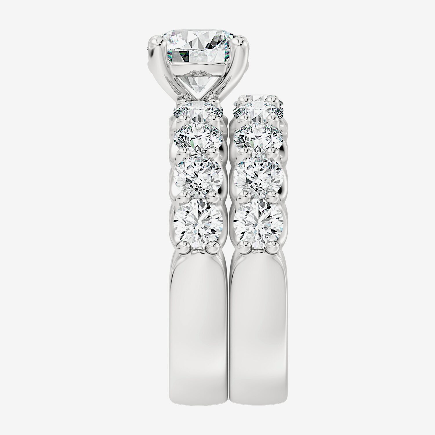 Signature By Modern Bride (F / Vs2) Womens 5 / CT. T.W. Lab Grown White Diamond 10K Gold Round Side Stone Bridal Set
