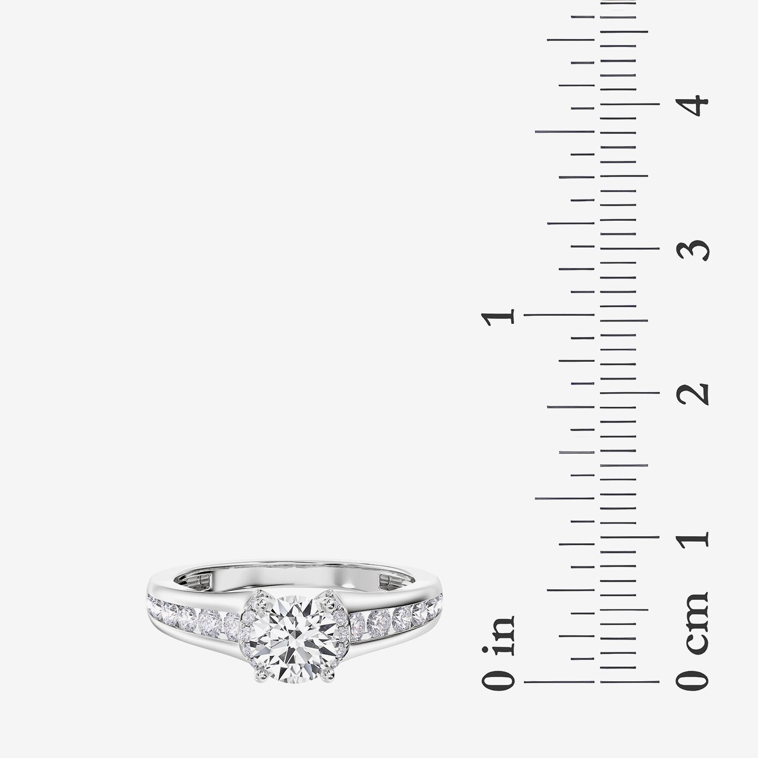 F / Vs2) Womens / CT. T.W. Lab Grown White Diamond 10K Gold Round Side Stone Engagement Ring