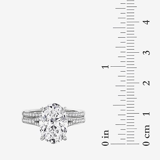 Signature By Modern Bride (F,Vs2) Womens 5 1/2 CT. T.W. Lab Grown White Diamond 14K Gold Oval Side Stone Bridal Set