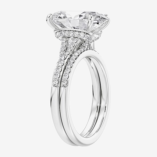 Signature By Modern Bride (F,Vs2) Womens 5 1/2 CT. T.W. Lab Grown White Diamond 14K Gold Oval Side Stone Bridal Set