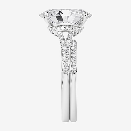 Signature By Modern Bride (F,Vs2) Womens 5 1/2 CT. T.W. Lab Grown White Diamond 14K Gold Oval Side Stone Bridal Set