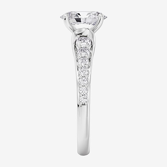(F / Vs2) Womens 6 1/2 Ct. T.W. Lab Grown White Diamond 10K Gold Oval Side Stone Engagement Ring