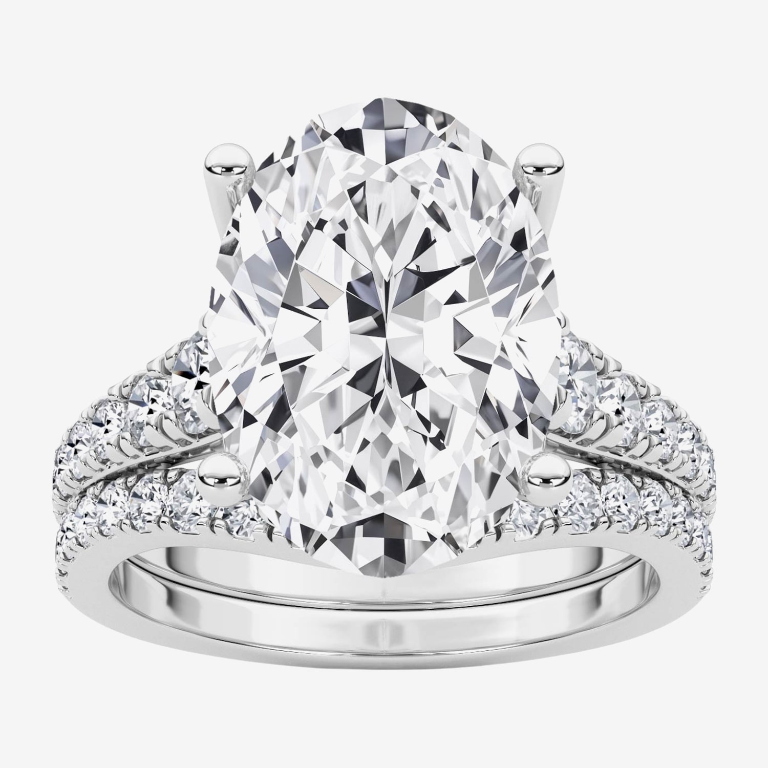 Grown Gorgeous (F / Vs2) Womens / Ct. T.W. Lab White Diamond 14K Gold Oval Side Stone Bridal Set