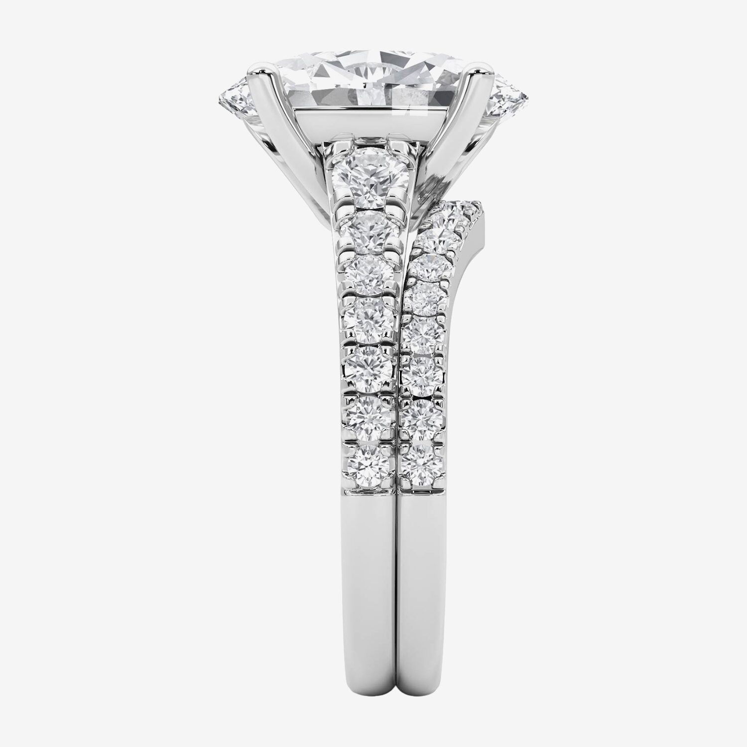 Grown Gorgeous (F / Vs2) Womens / Ct. T.W. Lab White Diamond 14K Gold Oval Side Stone Bridal Set