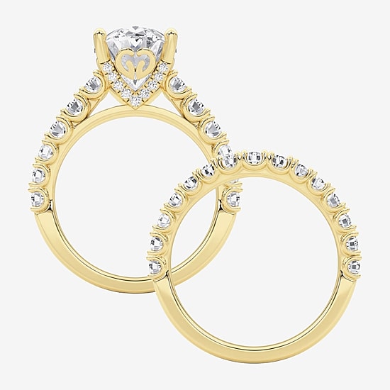 Grown Gorgeous (F / Vs2) Womens 5 1/3 Ct. T.W. Lab Grown White Diamond 14K Gold Oval Side Stone Bridal Set