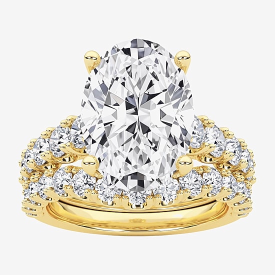 Grown Gorgeous (F / Vs2) Womens 5 1/3 Ct. T.W. Lab Grown White Diamond 14K Gold Oval Side Stone Bridal Set