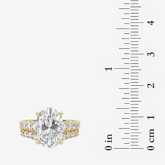 Grown Gorgeous (F / Vs2) Womens 5 1/3 Ct. T.W. Lab Grown White Diamond 14K Gold Oval Side Stone Bridal Set