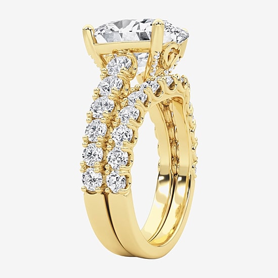 Grown Gorgeous (F / Vs2) Womens 5 1/3 Ct. T.W. Lab Grown White Diamond 14K Gold Oval Side Stone Bridal Set