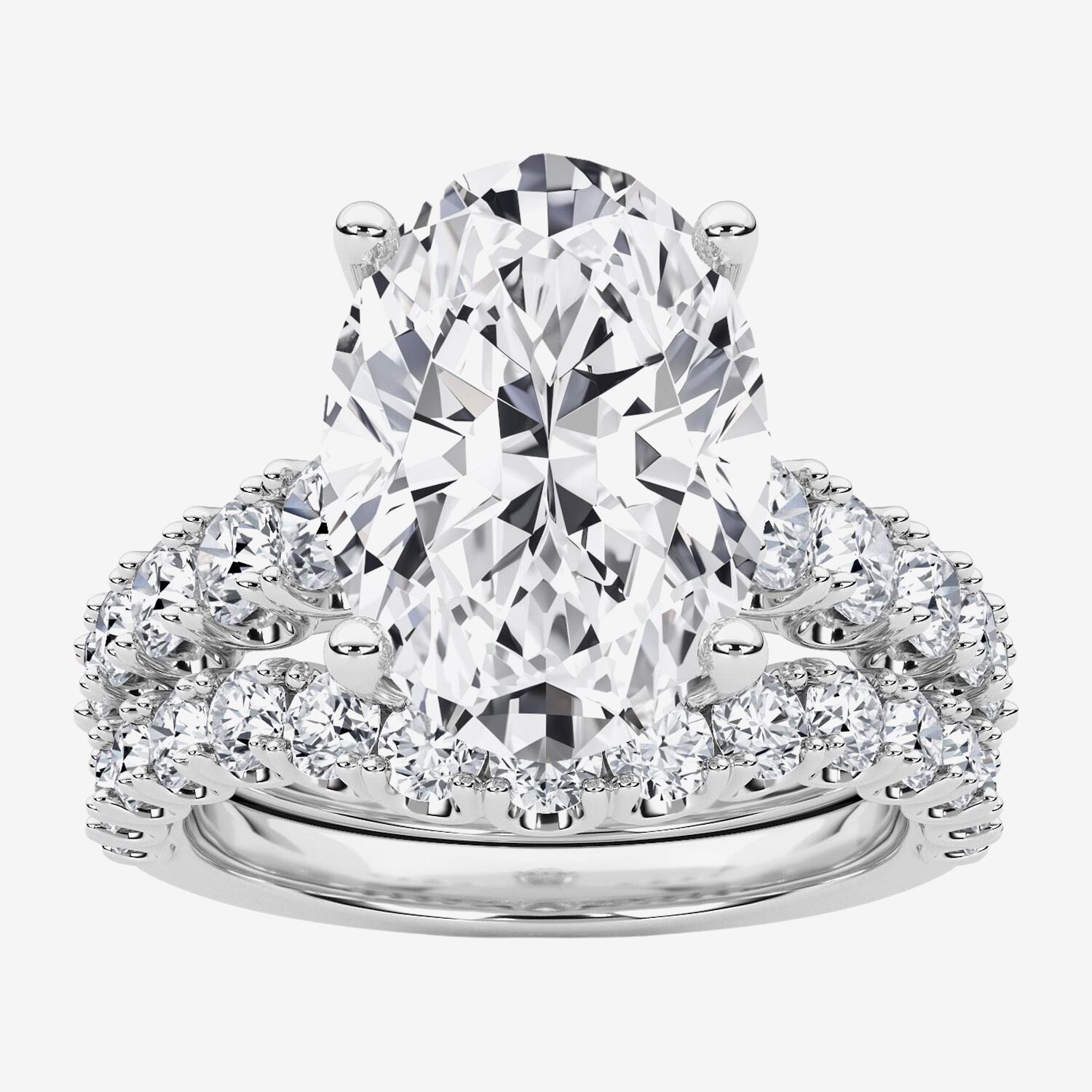 Grown Gorgeous (F / Vs2) Womens 5 1/3 Ct. T.W. Lab White Diamond 14K Gold Oval Side Stone Bridal Set