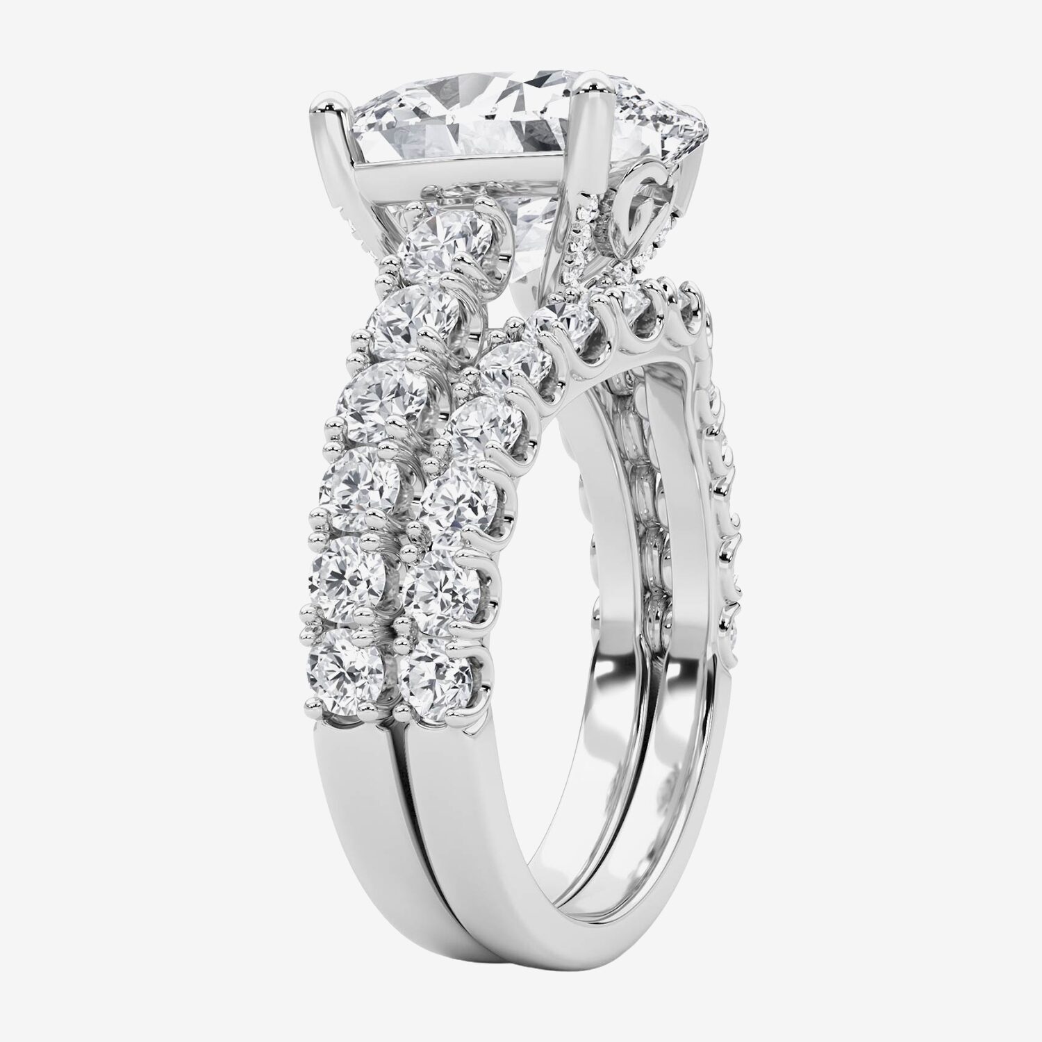 Grown Gorgeous (F / Vs2) Womens 5 1/3 Ct. T.W. Lab White Diamond 14K Gold Oval Side Stone Bridal Set