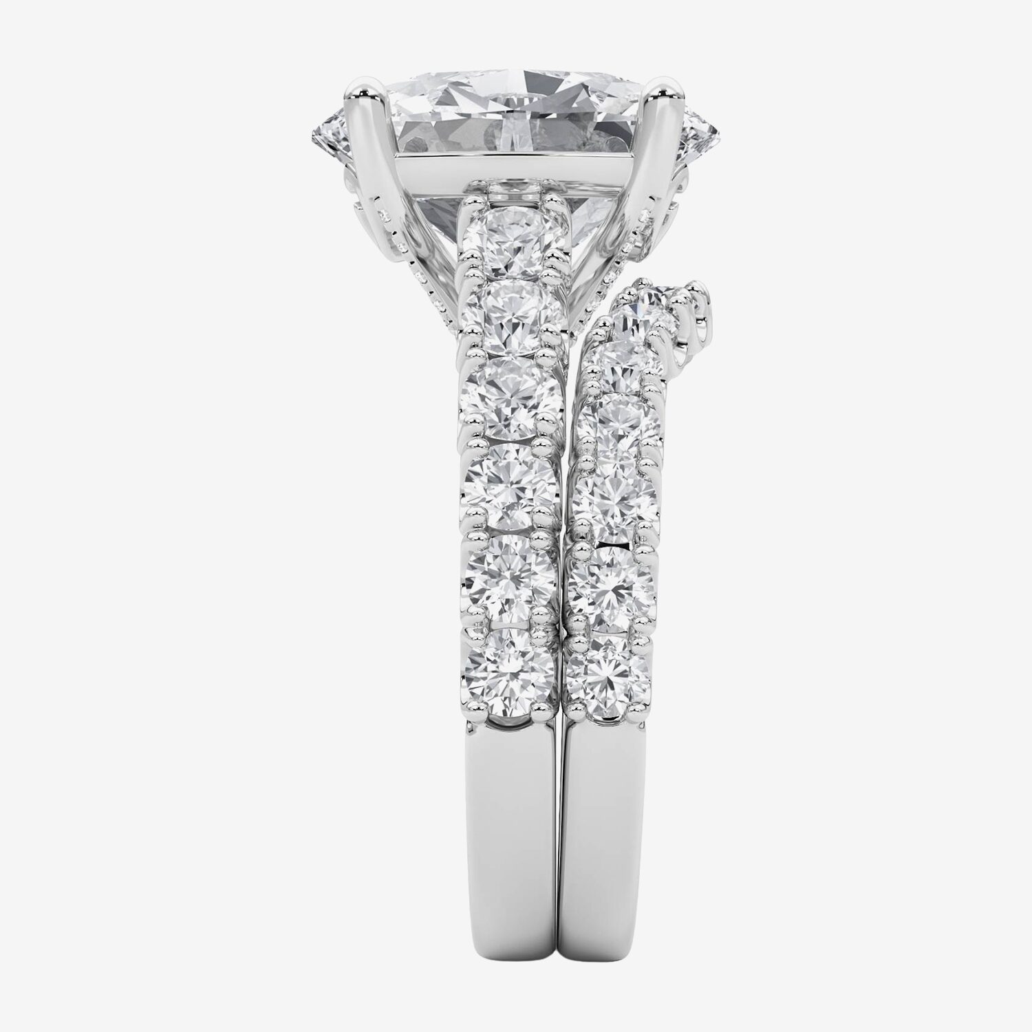 Grown Gorgeous (F / Vs2) Womens 5 1/3 Ct. T.W. Lab White Diamond 14K Gold Oval Side Stone Bridal Set