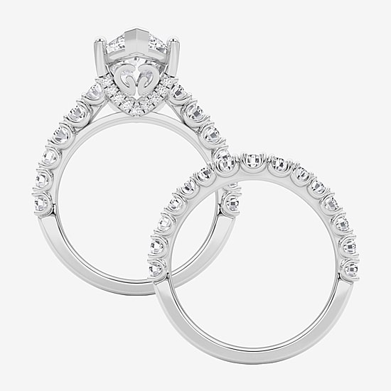 Grown Gorgeous (F / Vs2) Womens 6 1/10 Ct. T.W. Lab Grown White Diamond 14K Gold Marquise Side Stone Bridal Set
