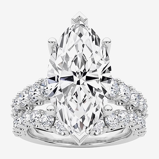 Grown Gorgeous (F / Vs2) Womens 6 1/10 Ct. T.W. Lab Grown White Diamond 14K Gold Marquise Side Stone Bridal Set