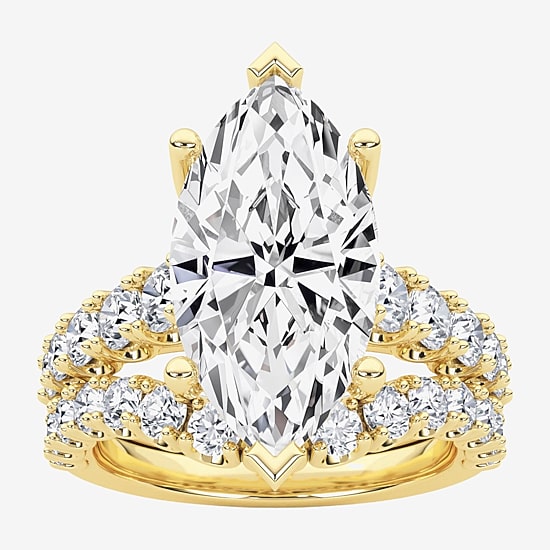 Grown Gorgeous (F / Vs2) Womens 5 1/3 Ct. T.W. Lab Grown White Diamond 14K Gold Marquise Side Stone Bridal Set
