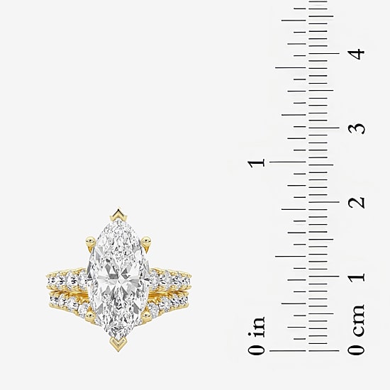 Grown Gorgeous (F / Vs2) Womens 5 1/3 Ct. T.W. Lab Grown White Diamond 14K Gold Marquise Side Stone Bridal Set