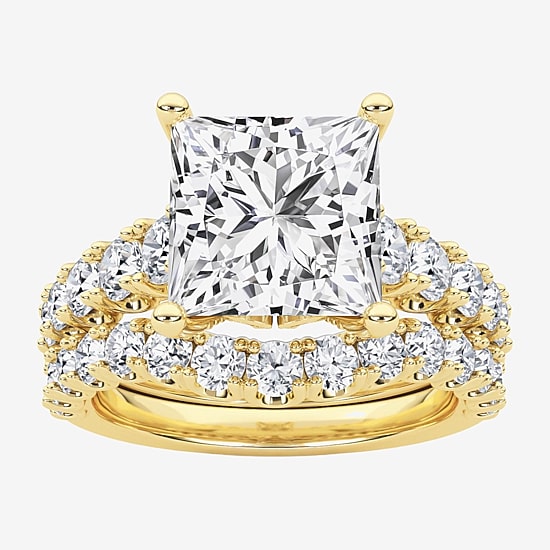 Grown Gorgeous (F / Vs2) Womens 5 1/3 Ct. T.W. Lab Grown White Diamond 14K Gold Side Stone Bridal Set