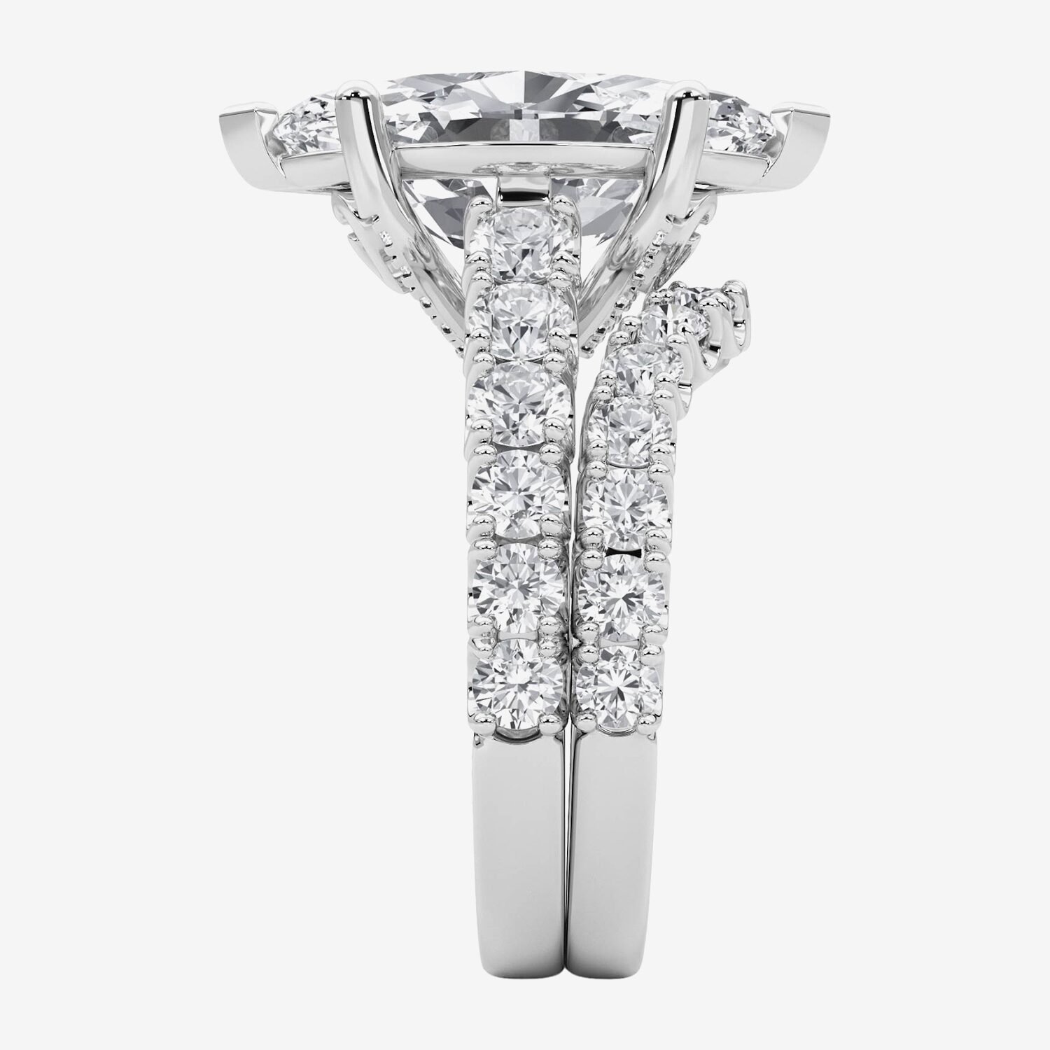 Grown Gorgeous (F / Vs2) Womens 5 1/3 Ct. T.W. Lab White Diamond 14K Gold Marquise Side Stone Bridal Set