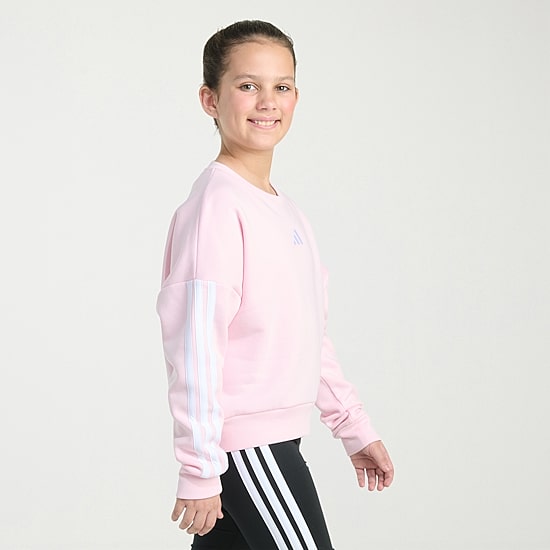 adidas Big Kid Girls Crew Neck Fleece Embroidered Long Sleeve Sweatshirt