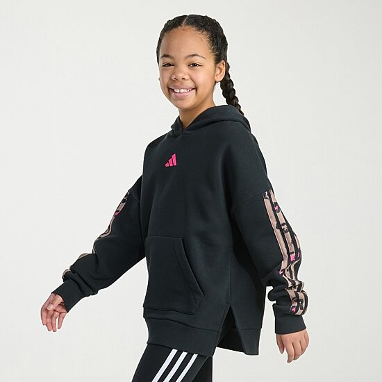 adidas Big Kid Girls Long Sleeve Embroidered Fleece Active Hoodie