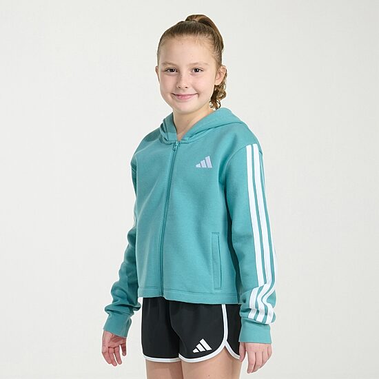 adidas Big Kid Girls Long Sleeve Embroidered Fleece Zipper Active Hoodie