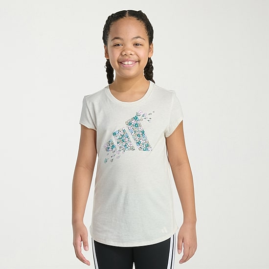 adidas Big Kid Girls Crew Neck Short Sleeve Regular Fit Graphic T-Shirt