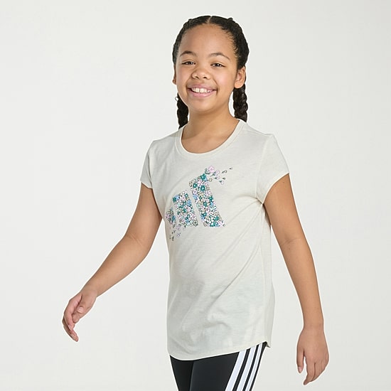 adidas Big Kid Girls Crew Neck Short Sleeve Regular Fit Graphic T-Shirt