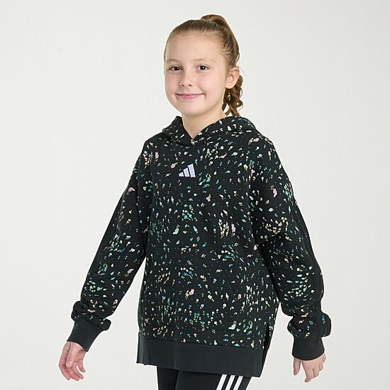 adidas Big Kid Girls Long Sleeve Embroidered Fleece Active Hoodie