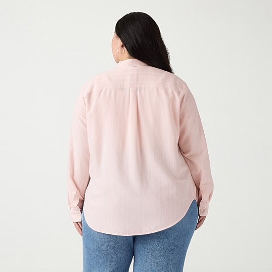 Levi's® Womens Plus V Neck Long Sleeve Regular Fit Button-Down Shirt