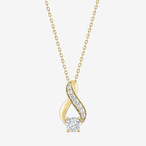 (F / Vs2) Womens 1 CT. T.W. Lab Grown White Diamond 10K Gold 18 Inch Pendant Necklace, One Size, Yellow