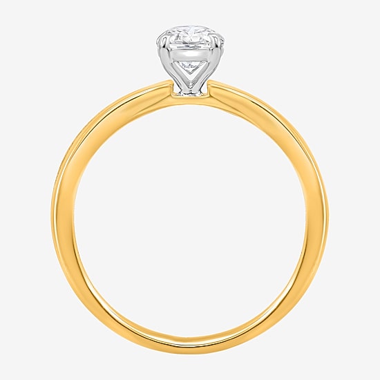 (I / Si2) Womens 1 CT. T.W. Lab Grown White Diamond Sterling Silver Oval Side Stone Engagement Ring