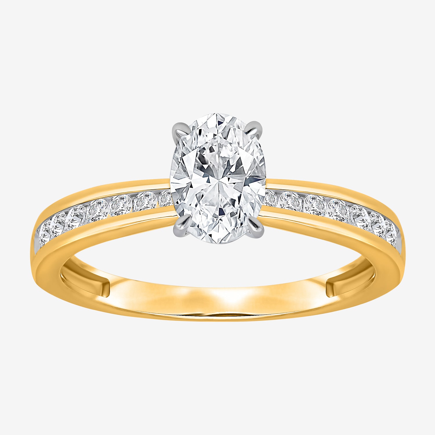 I / Si2) Womens CT. T.W. Lab Grown White Diamond Oval Side Stone Engagement Ring