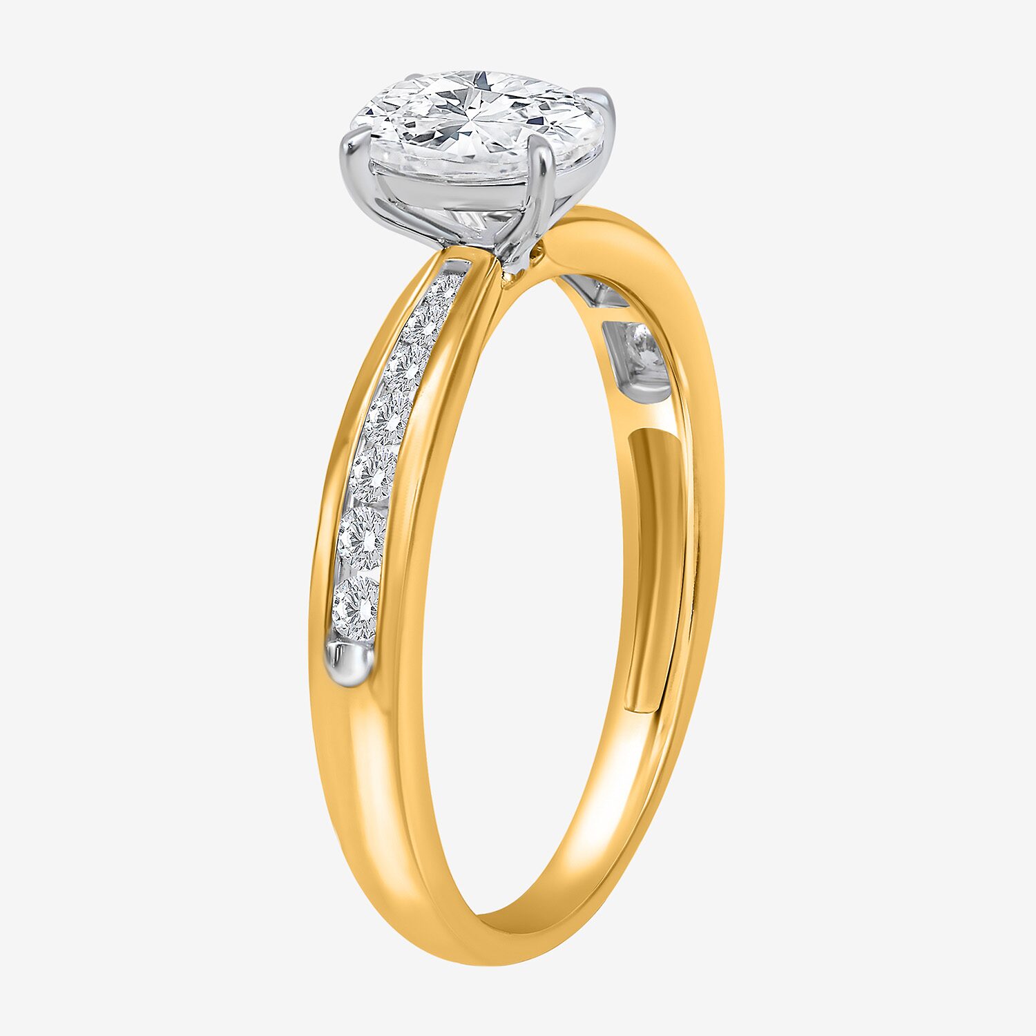I / Si2) Womens CT. T.W. Lab Grown White Diamond Oval Side Stone Engagement Ring