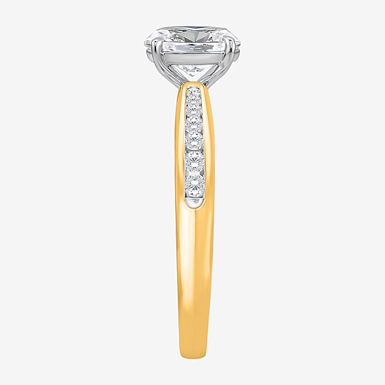 (I / Si2) Womens 1 CT. T.W. Lab Grown White Diamond Sterling Silver Oval Side Stone Engagement Ring
