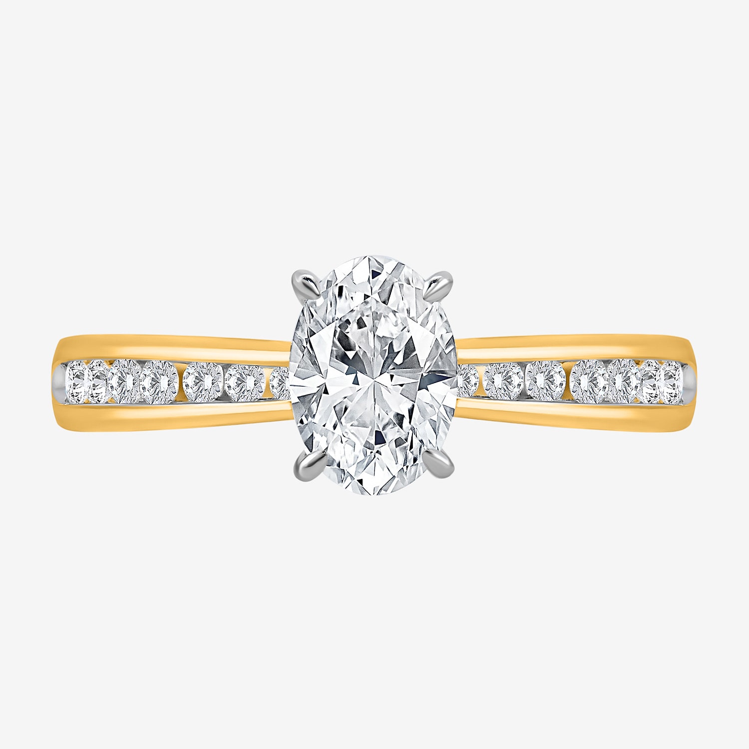 I / Si2) Womens CT. T.W. Lab Grown White Diamond Oval Side Stone Engagement Ring