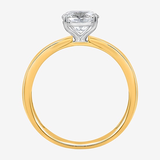 (I / Si2) Womens 2 CT. T.W. Lab Grown White Diamond Sterling Silver Oval Side Stone Engagement Ring