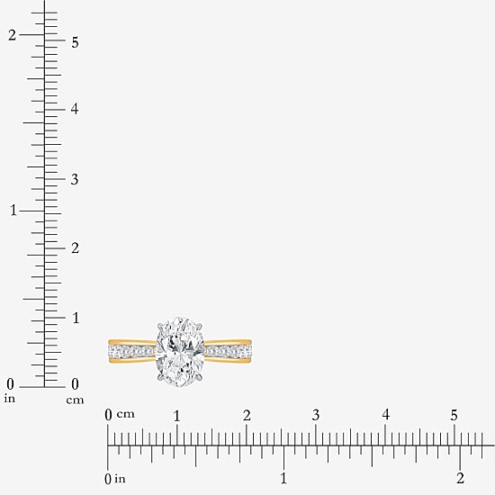 (I / Si2) Womens 2 CT. T.W. Lab Grown White Diamond Sterling Silver Oval Side Stone Engagement Ring