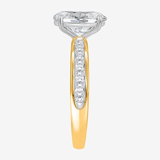 (I / Si2) Womens 2 CT. T.W. Lab Grown White Diamond Sterling Silver Oval Side Stone Engagement Ring