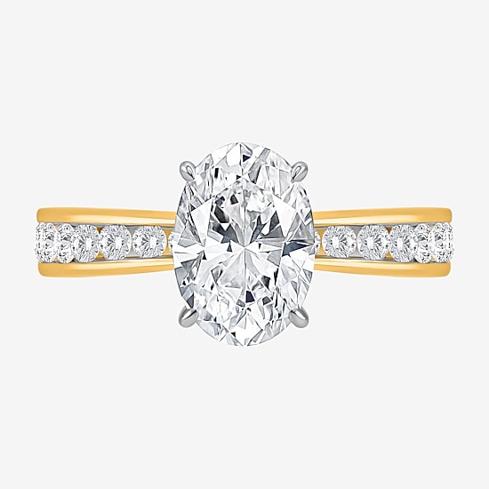(I / Si2) Womens 2 CT. T.W. Lab Grown White Diamond Sterling Silver Oval Side Stone Engagement Ring