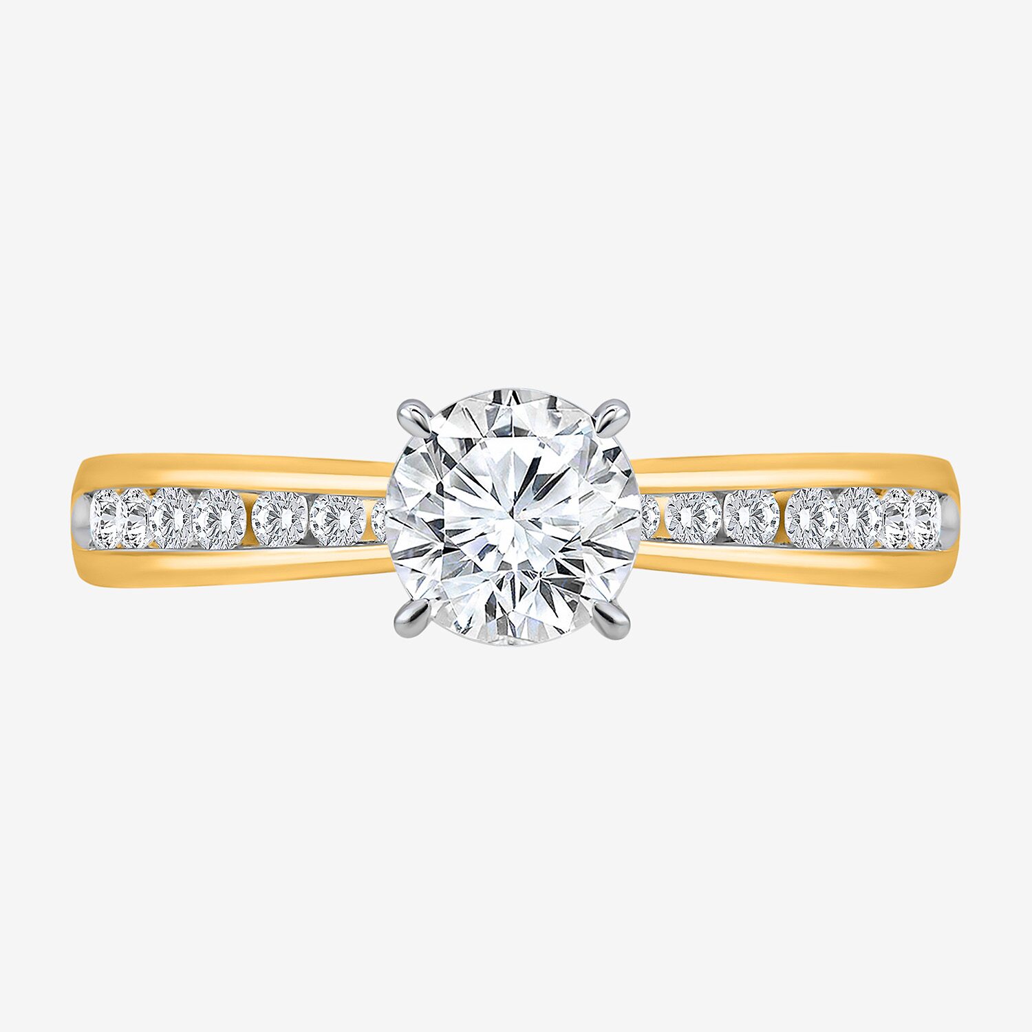 (I / Si2) Womens 1 CT. T.W. Lab Grown White Diamond Sterling Silver Round Side Stone Engagement Ring