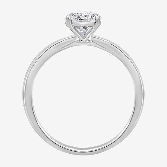 (I / Si2) Womens 1 CT. T.W. Lab Grown White Diamond Sterling Silver Round Side Stone Engagement Ring