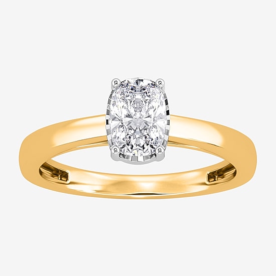 (I / Si2) Womens 1 CT. Lab Grown White Diamond Sterling Silver Cushion Solitaire Engagement Ring