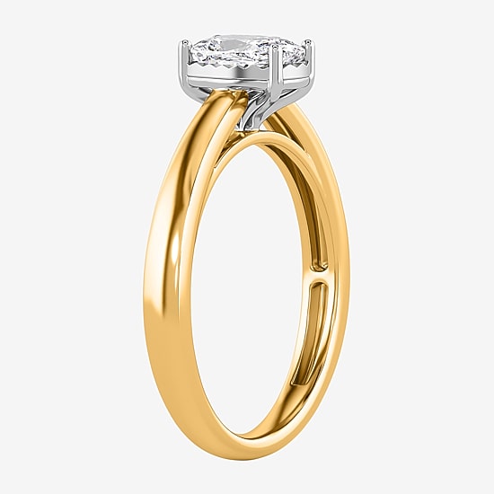 (I / Si2) Womens 1 CT. Lab Grown White Diamond Sterling Silver Cushion Solitaire Engagement Ring