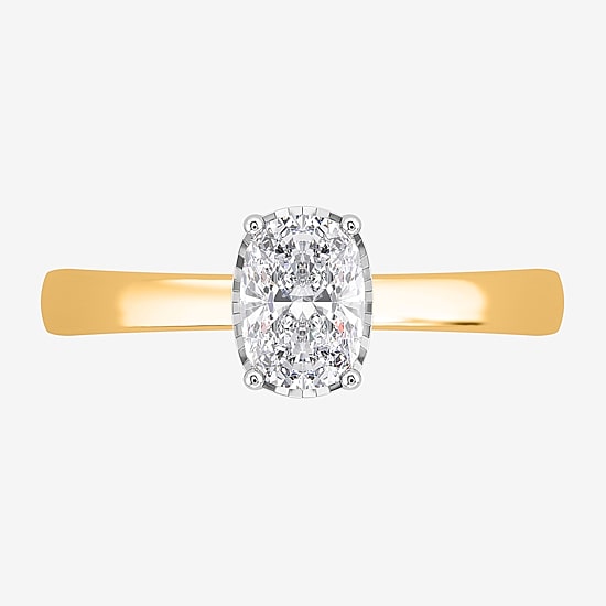 (I / Si2) Womens 1 CT. Lab Grown White Diamond Sterling Silver Cushion Solitaire Engagement Ring