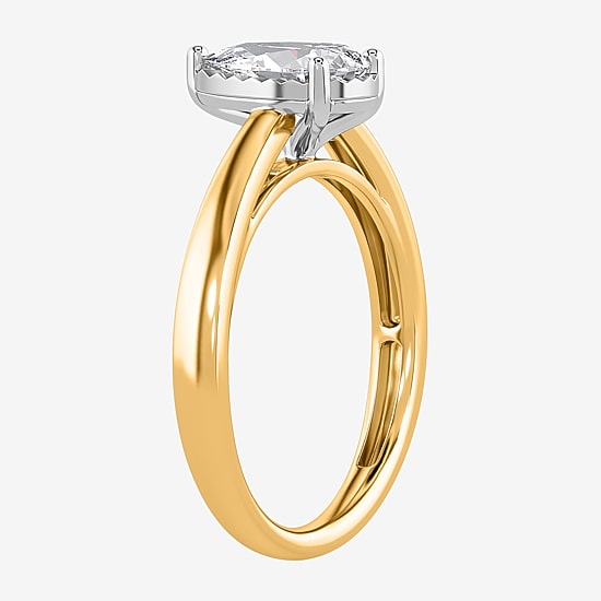 (I / Si2) Womens 1 CT. Lab Grown White Diamond Sterling Silver Pear Solitaire Engagement Ring